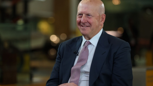David Solomon, chief executive officer of Goldman Sachs Inc., during a Bloomberg Television interview on the sidelines of the Global Investment Summit (GIS) 2021 at the Science Museum in London, U.K., on Tuesday, Oct. 19, 2021. U.K. Prime Minister Boris Johnson is hosting the summit, where as many as 200 CEOs and investors are expected to gather.