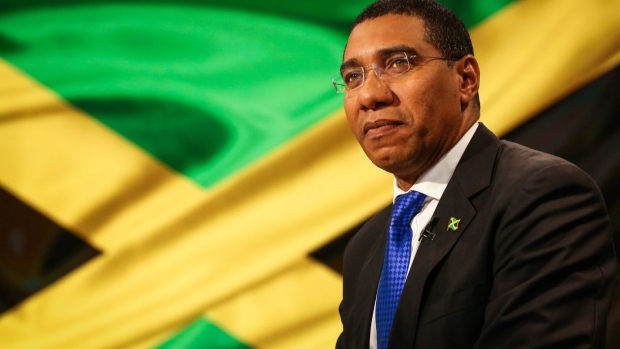 Andrew Holness, Jamaica's prime minister, listens during a Bloomberg Television interview in New York, U.S., on Thursday, Sept 22, 2016. Holness discussed growing the island nation's economy and tourism.