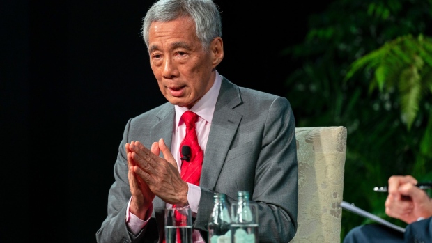 Lee Hsien Loong, Singapore's prime minister, speaks during an interview at the Bloomberg New Economy Gala Dinner in Singapore, on Wednesday, Nov. 17, 2021. The New Economy Forum is being organized by Bloomberg Media Group, a division of Bloomberg LP, the parent company of Bloomberg News.