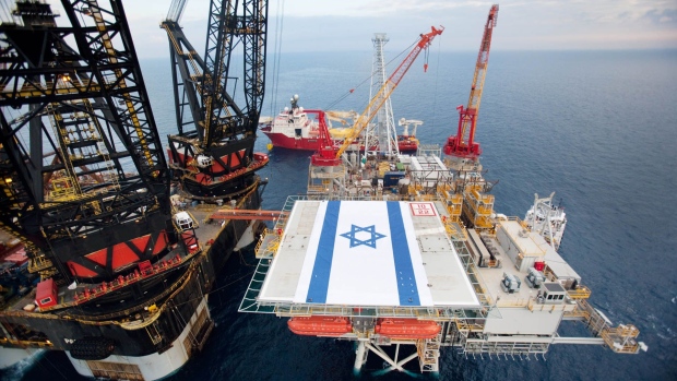 An Israeli gas drilling platform in the Tamar field.