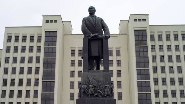 MINSK, BELARUS - JULY 01: A statue of Vladimir Lenin in front of Government House in Independence Square on July 01, 2017 in Minsk, Belarus. Independence Day, also known as the Day of the Republic is celebrated annually on July 3, and marked as an official national public holiday, commemorating the anniversary, when the capital, Minsk, was liberated by Soviet troops from Nazi occupation during World War II. The post-Soviet republic of Belarus, borders Poland to its West, Lithuania to its North West, Russia to its North East, and Ukraine to its South. A predominantly flat country of Lakes and Forests, home to Wolves, Brown Bears and EuropeÕs only population of Bison. The population is around 9.5 million people, and it often cited as being 'Europe's last Dictatorship'. Belarus' current President Alexander Lukashenko has been in power since 1994, winning his fifth term in October 2015 with 83.5 % of the vote. Visa restrictions to Belarus have recently been lifted, allowing citizens from the European Union, America and 51 other countries visa-free entry to the country for up to 5 days through Minsk International Airport. (Photo by Dan Kitwood/Getty Images) Photographer: Dan Kitwood/Getty Images Europe