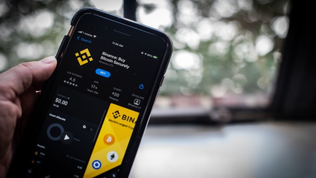 The Binance Exchange application for download in the Apple Inc. App Store on a smartphone arranged in Dobbs Ferry, New York, U.S., on Saturday, Feb. 20, 2021. Bitcoin has been battered by negative comments this week, with long-time skeptic and now Treasury Secretary Janet Yellen saying at a New York Times conference on Monday that the token is an “extremely inefficient way of conducting transactions.” Photographer: Tiffany Hagler-Geard/Bloomberg