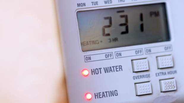 A hot water and heating control panel inside a customer's home in Danbury, U.K., on Thursday, Oct. 21, 2021.. European energy prices soared to fresh records amid worsening fears over supply, with U.K. natural gas futures exceeding the threshold of 300 pence a therm for the first time ever.