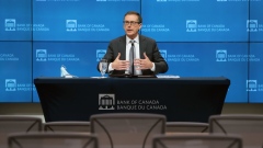 Tiff Macklem, governor of the Bank of Canada, speaks during a news conference in Ottawa, Ontario, Canada, on Wednesday, Dec. 15, 2021. Macklem underscored that price stability is central to its renewed mandate and indicated that any new flexibility will apply only at times when inflation is low or the economy is weak.