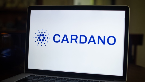 The Cardano logo on a laptop computerr arranged in Dobbs Ferry, New York, U.S., on Saturday, May 22, 2021. Elon Musk continued to toy with the price of Bitcoin Monday, taking to Twitter to indicate support for what he says is an effort by miners to make their operations greener. Photographer: Tiffany Hagler-Geard/Bloomberg