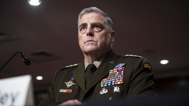Mark Milley, chairman of the joint chiefs of staff, arrives to a Senate Armed Services Committee hearing in Washington, D.C., U.S., on Thursday, June 10, 2021. The hearing is titled "Department of Defense budget posture in review of the Defense Authorization Request for Fiscal Year 2022."