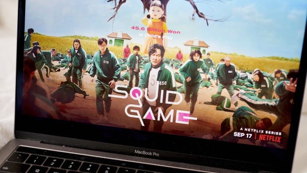 The Netflix Inc. television series 'Squid Game' on a laptop computer