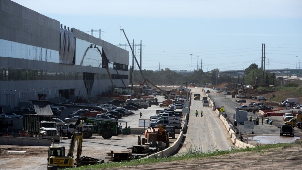 Construction work taking place in October at Tesla’s factory in Austin, Texas.