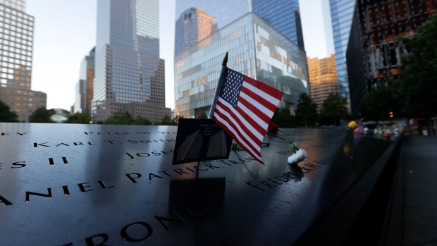 NEW YORK, NEW YORK - SEPTEMBER 11: A detail of the 9/11 Memorial is seen before a ceremony at the National September 11 Memorial & Museum commemorating the 20th anniversary of the September 11th terrorist attacks on the World Trade Center on September 11, 2021 in New York City. The nation is marking the 20th anniversary of the terror attacks of September 11, 2001, when the terrorist group al-Qaeda flew hijacked airplanes into the World Trade Center, Shanksville, PA, and the Pentagon, killing nearly 3,000 people. (Photo by Mike Segar-Pool/Getty Images)