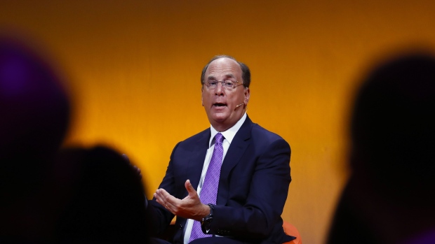 Larry Fink, chief executive officer of BlackRock Inc., speaks at the Handelsblatt Banking Summit in Frankfurt, Germany, on Wednesday, Sept. 4, 2019. Deutsche Bank AG Chief Executive Officer Christian Sewing said that the bank’s most radical revamp in years is set to deliver higher returns for investors, even as it grapples with the prospect of lower interest rates and a slumping German economy.