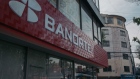 Signage outside a Grupo Financiero Banorte bank branch in Mexico City.