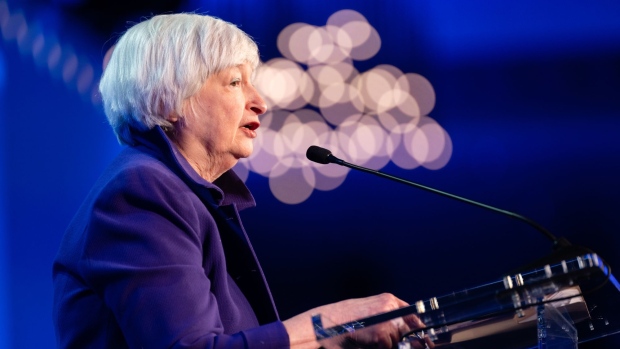 Janet Yellen, U.S. Treasury secretary, speaks during the U.S. Conference of Mayors winter meeting in Washington, D.C., U.S., on Wednesday, Jan. 19, 2022. Yellen said she doesn't expect the omicron variant of the coronavirus to disrupt the ongoing economic recovery.