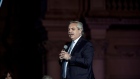 Alberto Fernandez, Argentina's president, speaks during a Day of Democracy and Human Rights event in Buenos Aires, Argentina, on Friday, Dec. 10, 2021. The Argentinian Government organized the event in Buenos Aires to commemorate the 38th anniversary of the return to democracy.