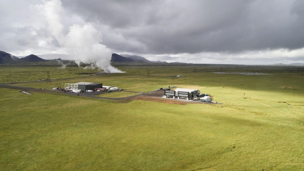 The 'Orca' direct air capture and storage facility, operated by Climeworks AG, in Hellisheidi, Iceland, on Tuesday, Sept. 7, 2021. Startups Climeworks and Carbfix are working together to store carbon dioxide removed from the air deep underground to reverse some of the damage CO2 emissions are doing to the planet.