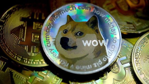 KATWIJK, NETHERLANDS - JANUARY 29: In this photo illustration, visual representations of digital cryptocurrencies, Dogecoin and Bitcoin are arranged on January 29, 2021 in Katwijk, Netherlands. (Photo by Yuriko Nakao/Getty Images) Photographer: Yuriko Nakao/Getty Images Europe