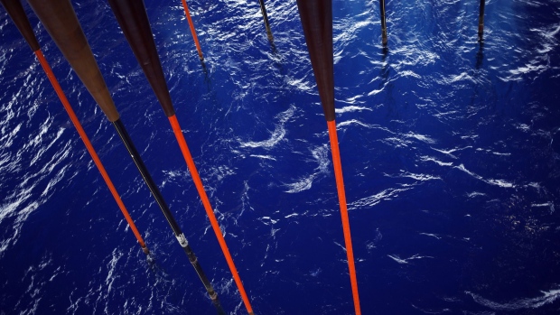 Pipes and mooring lines are seen beneath the Chevron Corp. Jack/St. Malo deepwater oil platform in the Gulf of Mexico off the coast of Louisiana, U.S., on Friday, May 18, 2018. While U.S. shale production has been dominating markets, a quiet revolution has been taking place offshore. The combination of new technology and smarter design will end much of the overspending that's made large troves of subsea oil barely profitable to produce, industry executives say. Photographer: Luke Sharrett/Bloomberg