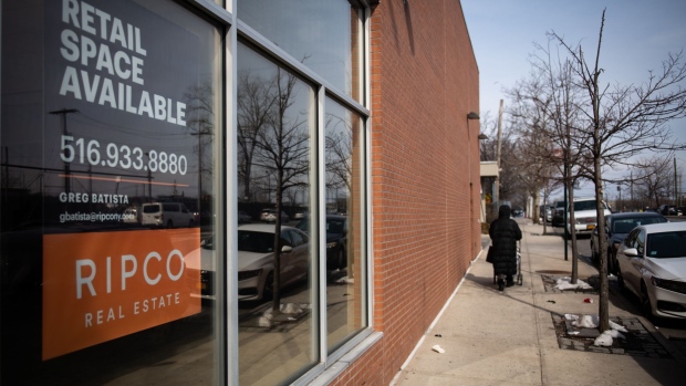 A "Retail Space Available" sign is displayed in the window of a closed JPMorgan Chase & Co. branch in the Bronx borough of New York, U.S., on Friday, Feb. 22, 2019. In the 13 months through January, JPMorgan has applied to open 185 new branches, with 71 percent of them in more affluent areas. The bank in that time has given notice to regulators of its intention to shut 187 branches.