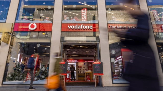 A Vodafone Group Plc mobile phone store in London, U.K., on Monday, Jan. 17, 2022. Britains phone companies are preparing to roll out their biggest price increases in years, exacerbating a cost-of-living squeeze that has darkened the nations economic outlook.