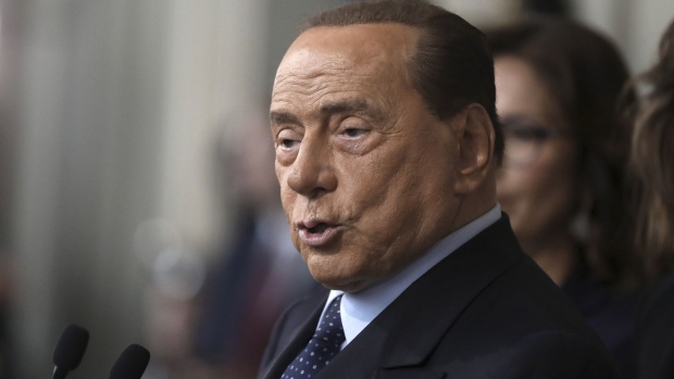 Silvio Berlusconi, leader of the Forza Italia party, speaks during a news conference following a meeting with Italian President Sergio Mattarella at the Quirinale Palace in Rome, Italy, on Thursday Aug. 22, 2019. Italy's 78-year-old head of state Mattarella will meet with the country's main political leaders on Thursday in an effort to carve out a viable governing coalition after Rome's government -- an alliance between the hard-right League and the anti-establishment Five Star Movement -- collapsed earlier this week.