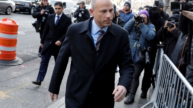 Michael Avenatti, attorney to Stormy Daniels, arrives at federal court for the sentencing of Michael Cohen, former personal lawyer to U.S. President Donald Trump, not pictured, in New York, U.S., on Wednesday, Dec. 12, 2018. Cohen is heading to prison for three years on a gross miscalculation. He was also ordered to forfeit $500,000, pay a restitution of $1.4 million and fines totaling $100,000.