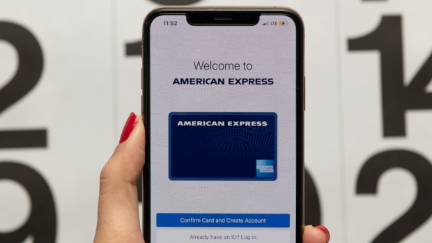 American Express Co. application on a smartphone arranged in Seattle, Washington, U.S., on Saturday, Jan. 23, 2021. American Express Co. is scheduled to release earnings figures on January 26. Photographer: Chona Kasinger/Bloomberg