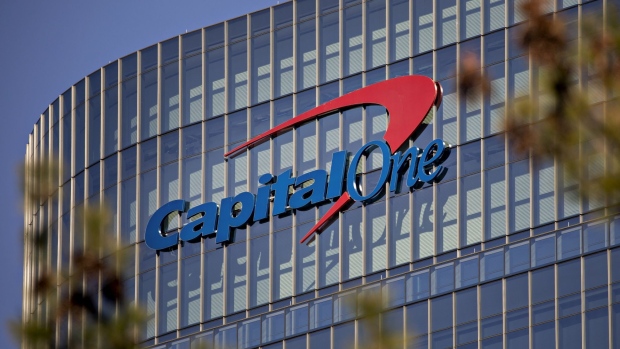 Signage is displayed at Capital One Financial Corp. headquarters in McLean, Virginia, U.S., on Wednesday, Nov. 6, 2019. Capital One's July 29 disclosure of a data breach exposed the company to regulatory fines and lawsuits, which could cost more than $200 million according to Bloomberg Intelligence. Photographer: Andrew Harrer/Bloomberg