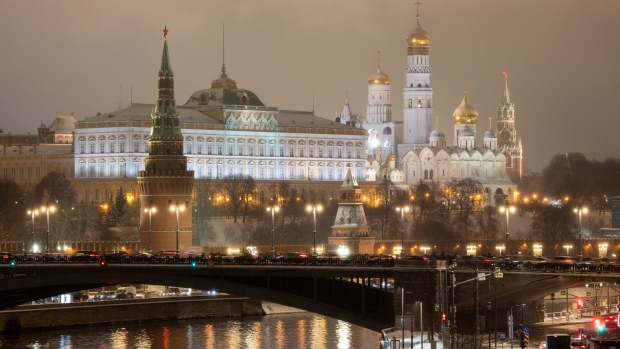The Kremlin in Moscow, Russia, on Tuesday, Dec. 7, 2021. Russian markets brushed off reports that the U.S. and its allies are considering sanctions targeting the country’s banking sector should President Vladimir Putin invade Ukraine.