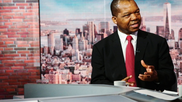John Mangudya, governor of the Central Bank of Zimbabwe, speaks during a Bloomberg Television interview in New York, U.S., on Friday, Sept. 21, 2018. Mangudya discussed Zimbabwe's efforts to attract investors.