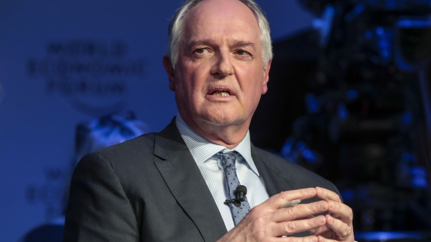 Paul Polman, chief executive officer of Unilever Plc, gestures as he speaks during a panel session on day three of the World Economic Forum (WEF) in Davos, Switzerland, on Thursday, Jan. 25, 2018. World leaders, influential executives, bankers and policy makers attend the 48th annual meeting of the World Economic Forum in Davos from Jan. 23 - 26.