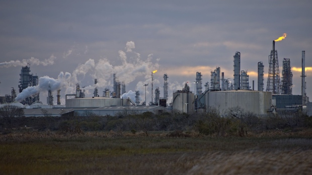A Valero Energy Corp. refinery in Corpus Christi, Texas, U.S., Friday, Feb. 19, 2021. Natural gas futures fluctuated Friday as an energy crisis plaguing the central U.S. eased amid an outlook for milder weather and a decline in blackouts. Photographer: Eddie Seal/Bloomberg