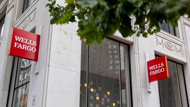 Signage at a Wells Fargo bank branch in San Francisco, California, U.S., on Monday, July 12, 2021. Wells Fargo & Co. is expected to release earnings figures on July 14.
