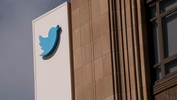 Signage at Twitter headquarters in San Francisco, California, U.S., on Monday, July 19, 2021. Twitter Inc. is scheduled to release earnings figures on July 22. Photographer: David Paul Morris/Bloomberg