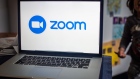 The Zoom Video Communications Inc. logo on a laptop computer arranged in Dobbs Ferry, New York, U.S., on Saturday, May 29, 2021. Zoom Video Communications Inc. is scheduled to release earnings figures on June 1. Photographer: Tiffany Hagler-Geard/Bloomberg