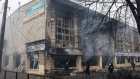 A destroyed building following Russian missile strikes in Kyiv, Ukraine, on Wednesday, March 2, 2022. Russia said it would press forward with its invasion of Ukraine until its goals are met, as troops were seen moving in a large convoy toward the capital, Kyiv.