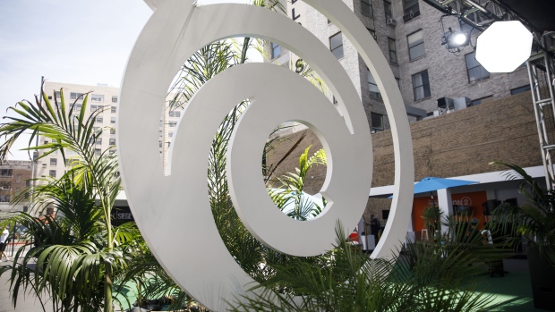 A UbiSoft Entertainment SA logo is displayed at the company's event ahead of the E3 Electronic Entertainment Expo in Los Angeles, California, U.S., on Monday, June 10, 2019. Ubisoft announced that Uplay+, its new subscription service, will launch on September 3, 2019, for Windows PC. Players will be able to download more than 100 games, including new releases. Photographer: Patrick T. Fallon/Bloomberg