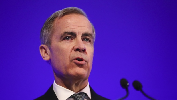 Mark Carney, governor of the Bank of England, speaks at the launch of the COP26 Private Finance Agenda in London, U.K., on Thursday, Feb. 27, 2020. In a world facing a climate crisis, investors need to start taking account of carbon emissions and rising temperatures in their decisions, according to Bank of England Governor Mark Carney.