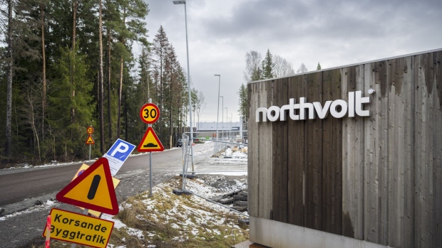 A sign at the NorthVolt AB Labs research and development center in Vasteras, Sweden, on Tuesday, Feb. 15, 2022. Sweden's Northvolt is leading an effort to forge a regional champion that can beat rivals from Asia. Photographer: Mikael Sjoberg/Bloomberg
