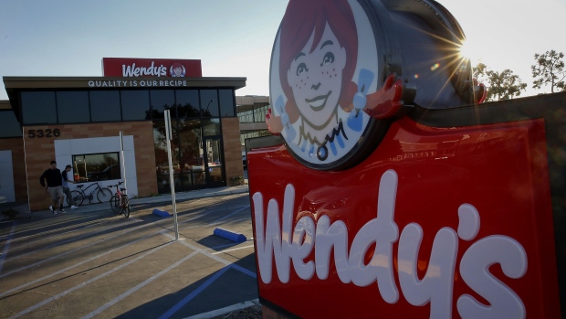 Wendy's Co. signage is displayed outside of a restaurant in Torrance, California.