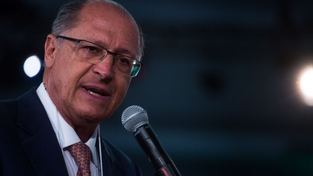 Geraldo Alckmin, Governor of Sao Paulo State, speaks during the UNICA Ethanol Summit 2017 in Sao Paulo, Brazil, on Monday, June 26, 2017. The Ethanol Summit brings together entrepreneurs, authorities from various governmental levels, researchers, investors, suppliers and academics from Brazil and abroad to discuss renewable energy, particularly ethanol and products derived from sugar cane.