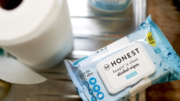 Honest Co. brand alcohol wipes arranged in the Brooklyn borough of New York, U.S., on Wednesday, April 14, 2021. The Honest Co., co-founded by actress Jessica Alba, has filed to list on the Nasdaq in an initial public offering. Photographer: Gabby Jones/Bloomberg