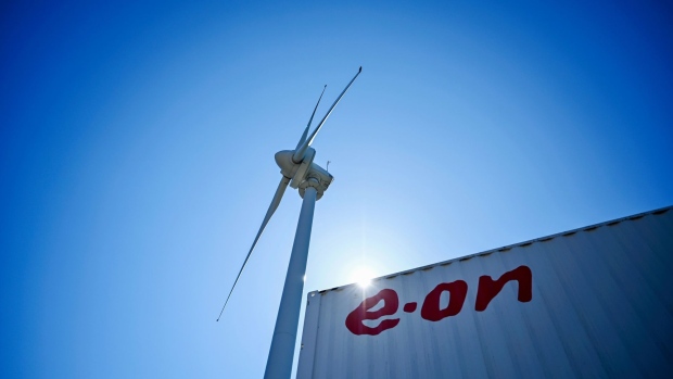 A wind turbine at the local power grid, operated by EON SE, in Simris, Sweden, on Monday, April 19, 2021. The thousand-year-old Swedish village could become a blueprint for local energy grids of the future. Photographer: Mikael Sjoberg/Bloomberg
