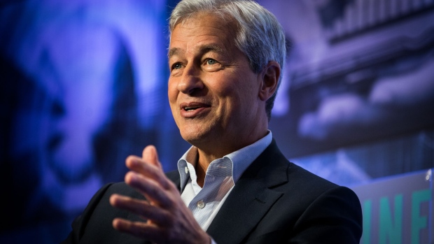 Jamie Dimon, chairman and chief executive officer of JPMorgan Chase & Co., speaks during the CEO Initiative event in New York, U.S., on Monday, Sept. 25, 2017. The CEO Initiative brings together the CEOs of some of the world’s most enlightened companies to exchange best practices and leadership techniques, develop actionable solutions, and track tangible progress.