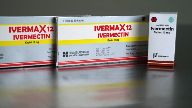 Boxes of ivermectin arranged in Jakarta, Indonesia, on Thursday, Sept. 2, 2021. The U.S. Food and Drug Administration warned Americans against taking ivermectin, a drug usually used on animals, as a treatment or prevention for Covid-19.