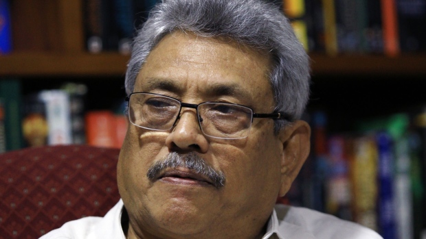 Gotabaya Rajapaksa, Sri Lanka's former secretary of defense, speaks during an interview at his home in Colombo, Sri Lanka, on Wednesday, Oct. 31, 2018. In a compound secured by the Sri Lankan elite special task force that protects the island nation's top leaders, the brother of the country's newly installed prime minister Mahinda Rajapaksa is mulling a presidential run.