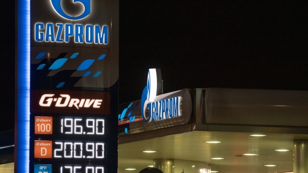 A Gazprom gas station. Photographer: Oliver Bunic/Bloomberg