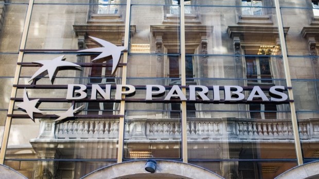 Signage for BNP Paribas SA at the bank's branch in the Opera district of Paris, France, on Monday, Feb. 7, 2022. BNP Paribas will kick off the earnings season for French banks when it reports results on Feb. 8. Photographer: Nathan Laine/Bloomberg