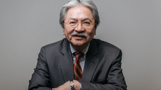 John Tsang, Hong Kong's former financial secretary, poses for a photograph in Hong Kong, China, on Wednesday, Jan. 25, 2017. Tsang, who is vying for the city's top job, said his ability to reach out across political divides make him better suited to run the Asian financial hub than his ex-boss or chief rival.
