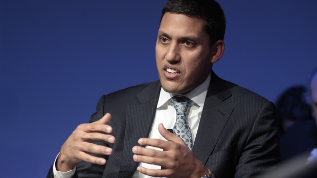 Rajiv Shah, president of The Rockefeller Foundation, gestures as he speaks during a panel session on day three of the World Economic Forum (WEF) in Davos, Switzerland, on Thursday, Jan. 25, 2018. World leaders, influential executives, bankers and policy makers attend the 48th annual meeting of the World Economic Forum in Davos from Jan. 23 - 26.