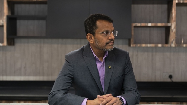 Ravi Menon, managing director of the Monetary Authority of Singapore, in Singapore, on Wednesday, Oct. 27, 2021. Singapore is seeking to cement itself as a key player for cryptocurrency-related businesses as financial centers around the world grapple with approaches to handle one of the fastest growing areas of finance.