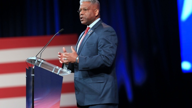 Allen West, Republican gubernatorial candidate for Texas, speaks during the Conservative Political Action Conference (CPAC) in Dallas, Texas, U.S., on Sunday, July 11, 2021. The three-day conference is titled "America UnCanceled."